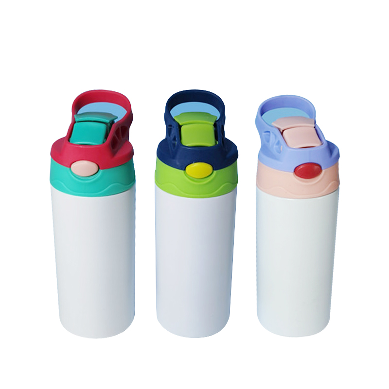 12oz 12 oz double walled stainless steel straight sublimation blanks kids tumblers cup with flip top lids