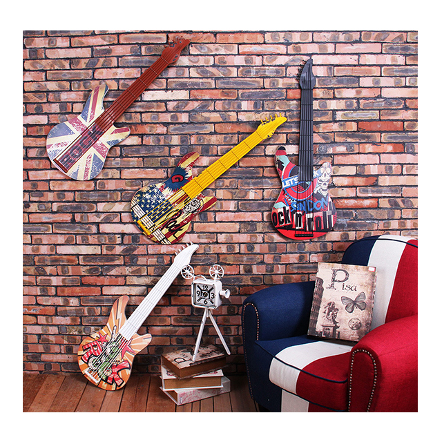 American retro guitar 3D wall decoration bar Internet cafe wall hanging metal wrought iron crafts customization