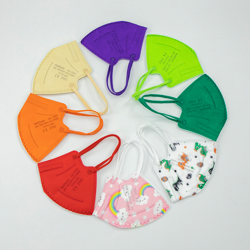 Fashion Colorful Cute Cartoon CE Certificate Disposable Protector Half Face Respirator Kids FFP2 Mask