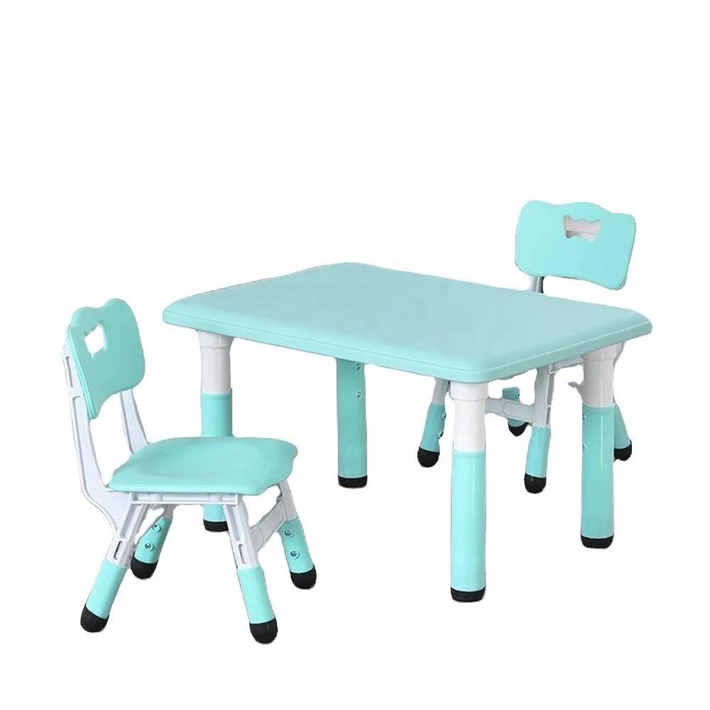 Durable low price and wholesale Natural Plastic table with 2 chairs height adjustable Activity and study kids' tables