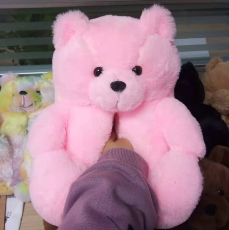 Lovely plush slipper animals cheap custom bedroom animal teddy bear slipper