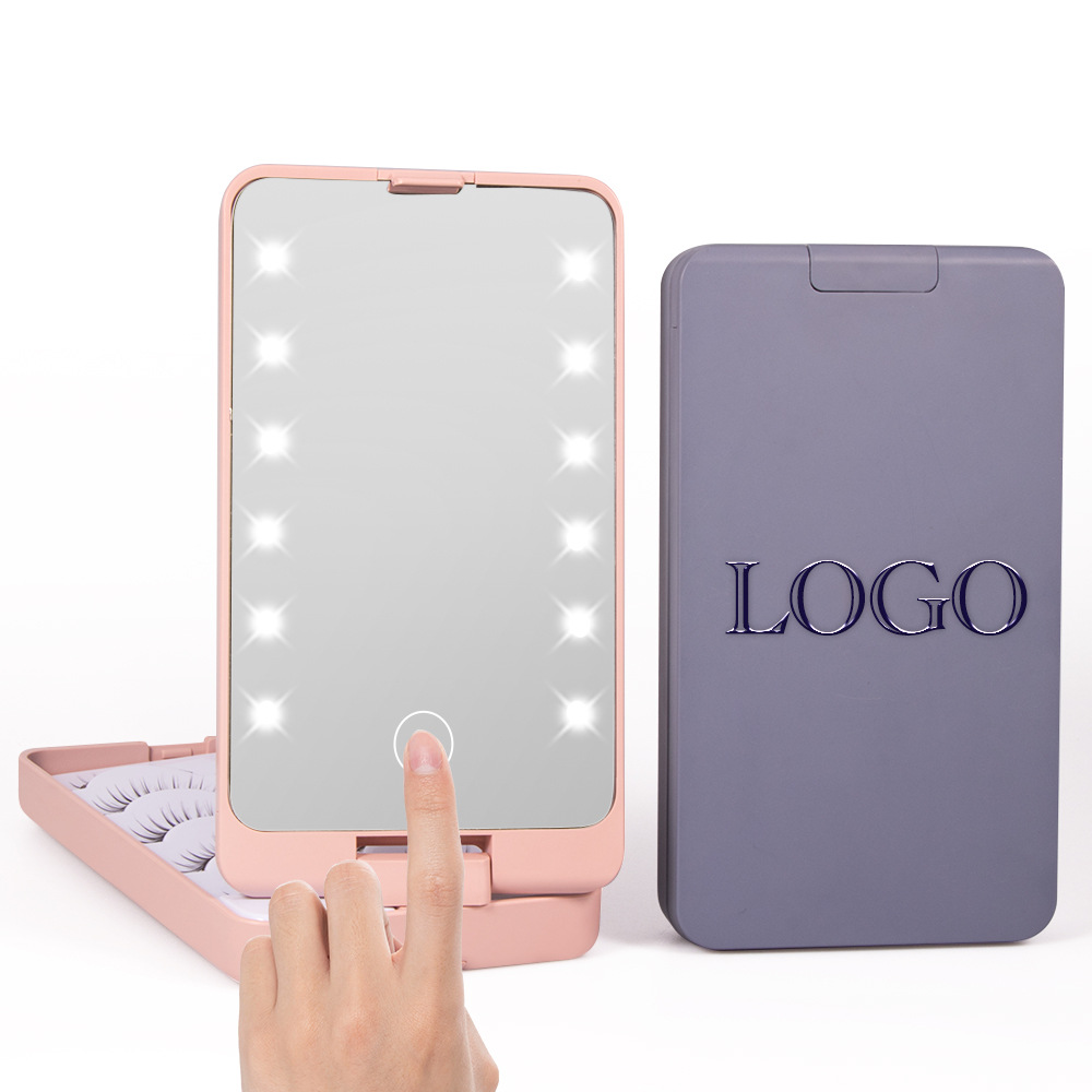 Частные этикетки на заказ щетки de brochas para maquillaje Профессиональный набор кистей для макияжа с LED чехол с зеркальной поверхностью