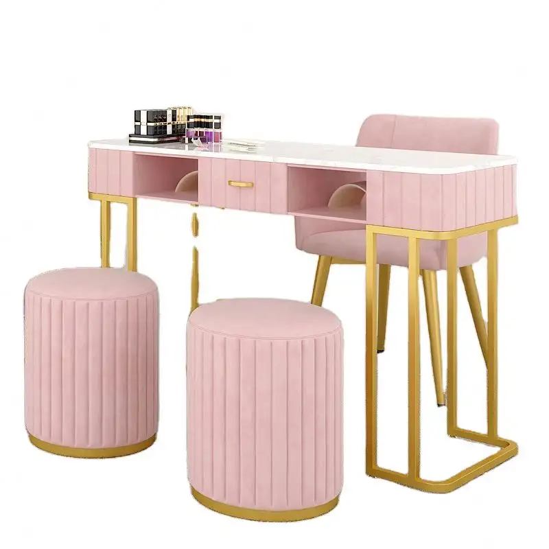 Hot Style Pink Manicure Equipment Marble Nail Tables Salon Spa furniture Manicure Nail Table