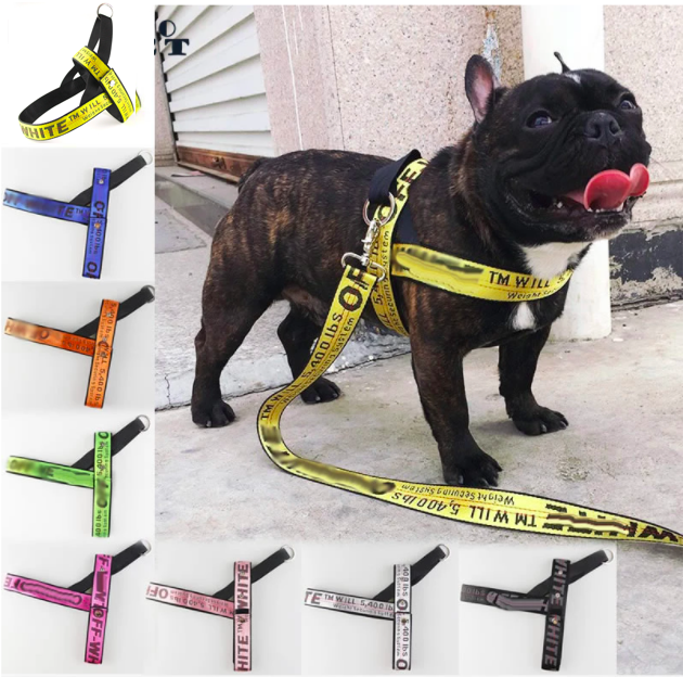 Нейлоновая Пряжка Bulldog 1,5 м, Регулируемая Веревка, аксессуары для магазина, дизайнерский ошейник для щенка с надписью Off, роскошный поводок для собак