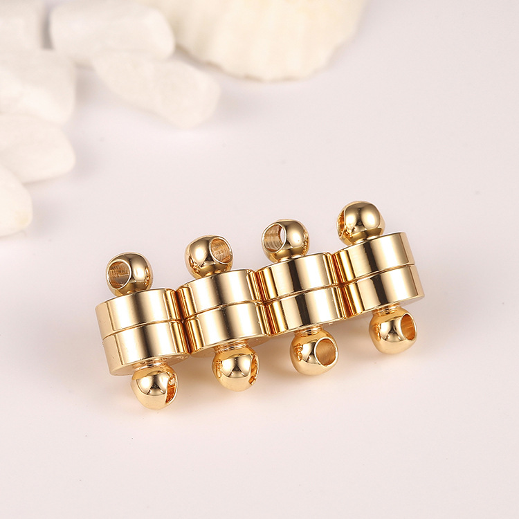 Оптовая продажа цилиндрической формы Медь 14K позолоченные разъемы из бисера браслет с магнитной застежкой ювелирные изделия аксессуары