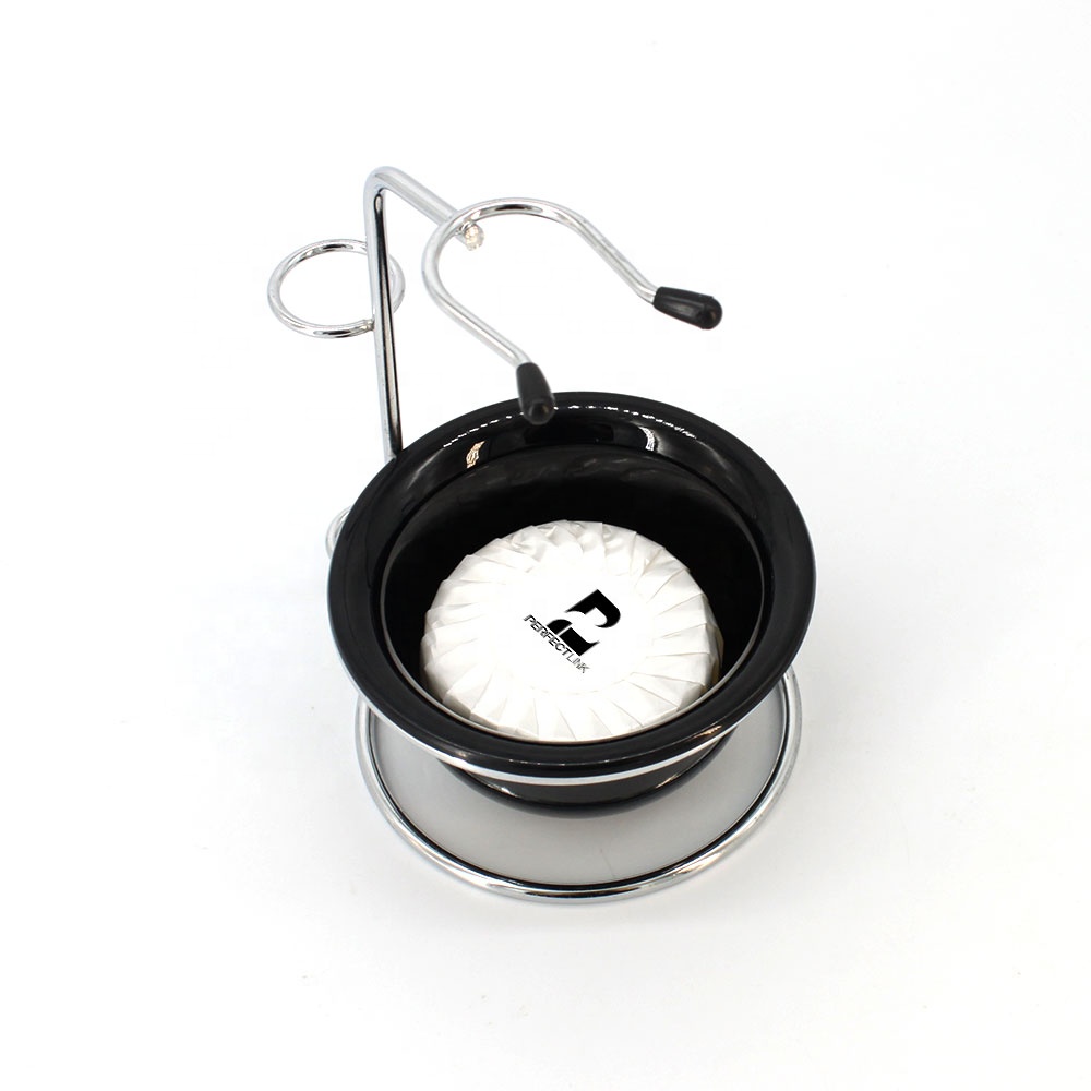 Stainless Steel Brush Holder Shaving Stand With Bowl for Shaving Brush and Shaving Bowl and Soap