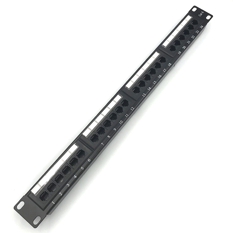 Оптовая продажа 1U RJ45 Cat6 24-портовая патч-панель для сетевой патч-кабель