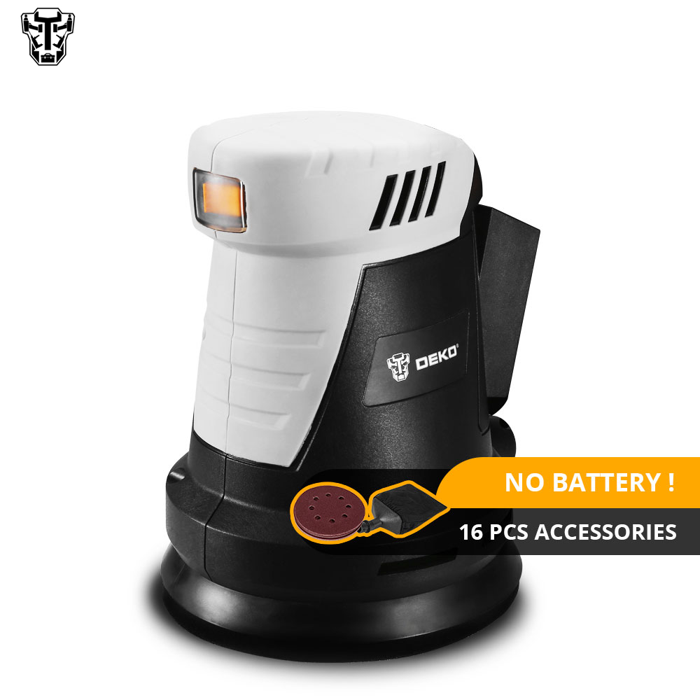 Электрическая Беспроводная орбитальная шлифовальная машина DEKO DKSD20Q2 20 в с наждачной бумагой и гибридной канистрой для пыли, электроинструмент