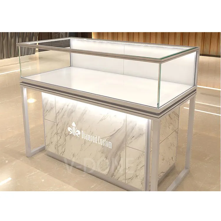 Showcase custom floor-standing wooden glasses shop display stand led light glass display cabinet jewelry display rack