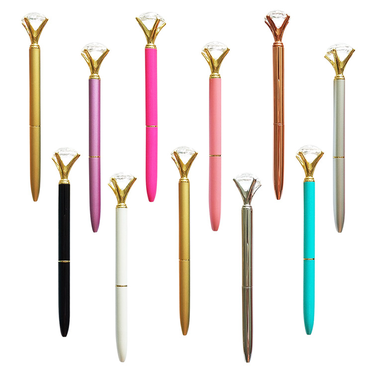 Promotional Big top Multi Color Ballpoint Crystal Diamond Pen With Customized Logo
