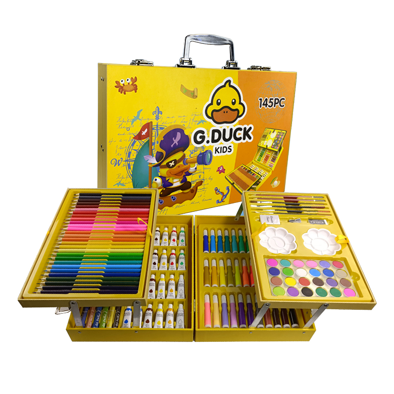 Лучший подарок, 145 шт., картонная коробка высокой плотности G.Duck deluxe, художественные школьные принадлежности, канцелярские принадлежности, художественный набор, Детская подарочная коробка