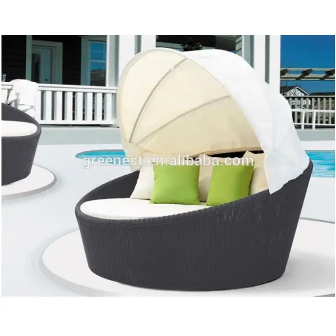 2018 waterproof outdoor wicker sun bed lounger canopy