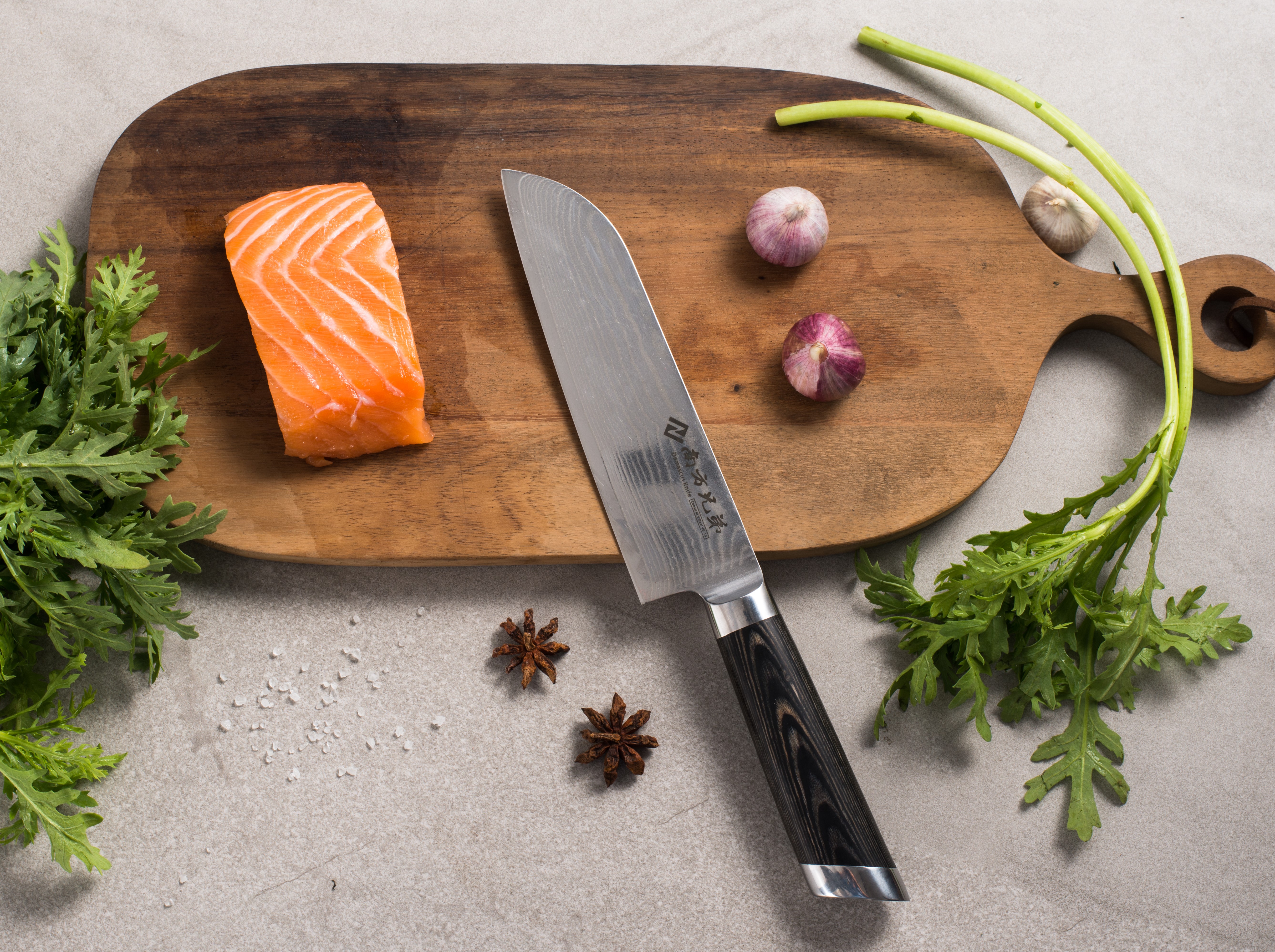 Дамасский нож Santoku 8 ''Профессиональный VG-10 стальной нож кухонный нож Нескользящие Pakka деревянной ручкой