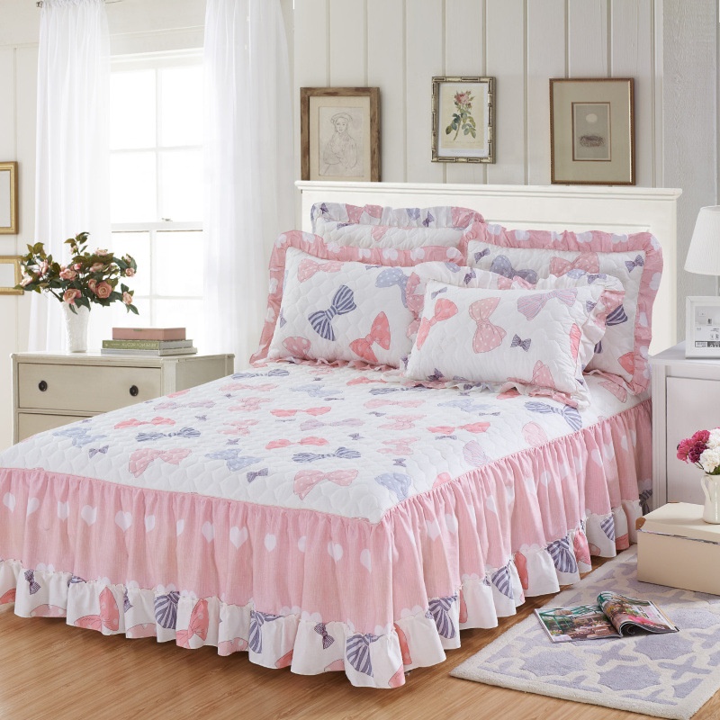 Fancy Bed Sheet Skirt Cotton Ruffled Bed Skirt