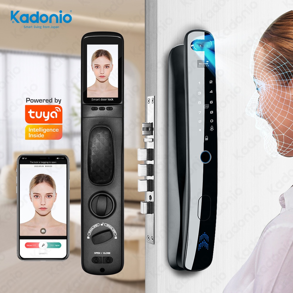 Kadonio, Китай, OEM Tuya, Wi-Fi, электронный домашний замок для распознавания лица, умный дверной замок для входной двери