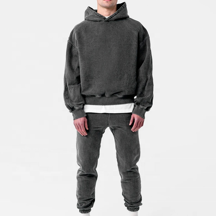 Wholesale Custom Logo Blank Pullover Tracksuits Vintage Sportswear Oversize Acid Wash Two Piece Jogger Set Men для Tracksuit