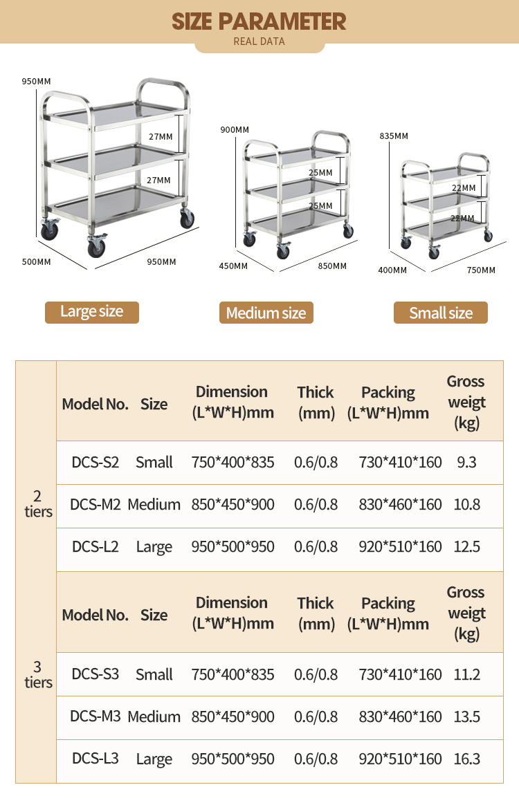 best hotel table kitchen drink 3 tier rolling service trolley food tea utility room service cart trolley