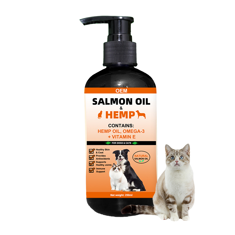 OEM Pet Fish Oil Wild Alaskan Salmon Oil for Cats&Dogs Pet Liquid Supplement Omega 3 Daily Fish Oil Skin&Coat Support Cat Food