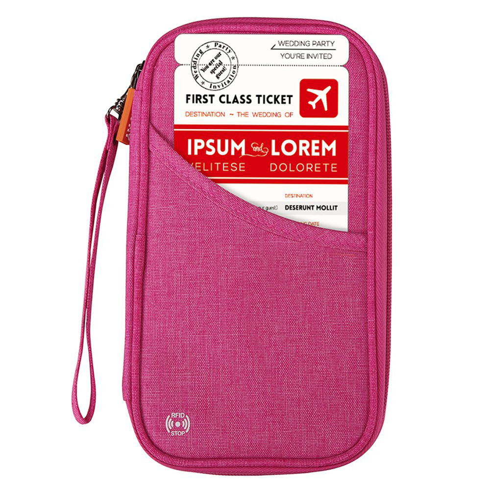 Travel Wallet RFID Blocking Document Organizer Bag, Womens Wallet RFID in Red
