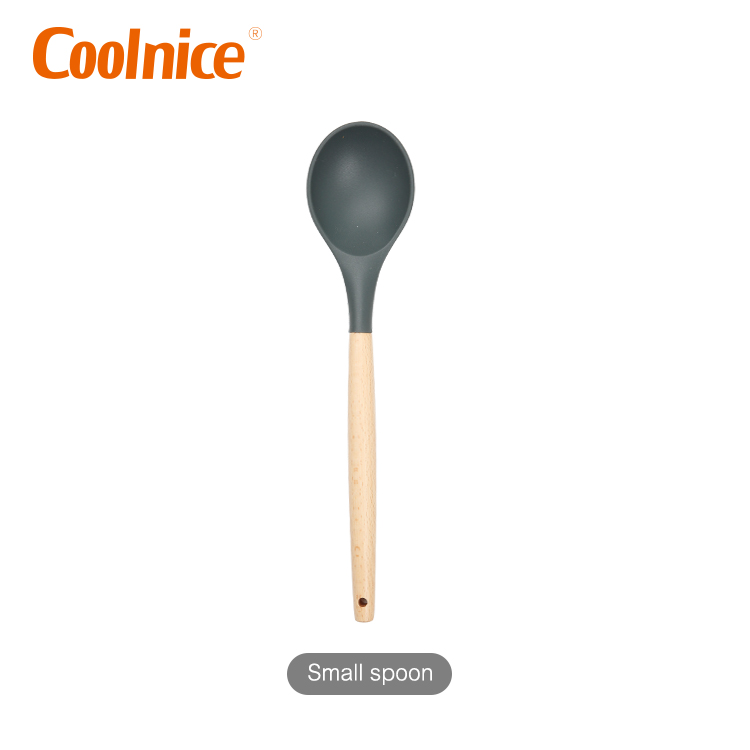 Nature Wood handle Non-stick Heat Resistant Kitchen Gadgets Silicone Cooking Utensils