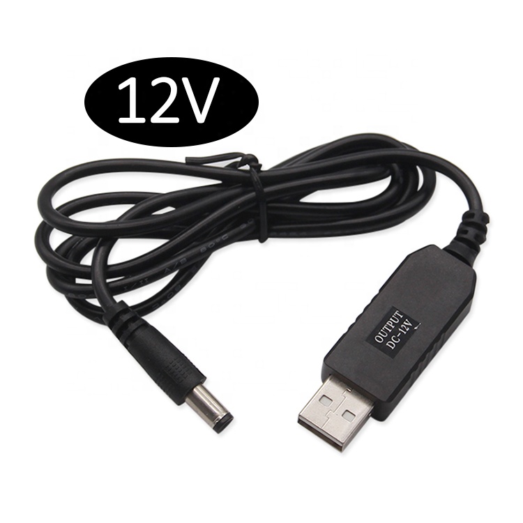 High Quality 1m Power Set Up Charger 5.5x2.1 mm DC 5V To 12V USB Cable For Wifi Router Modem