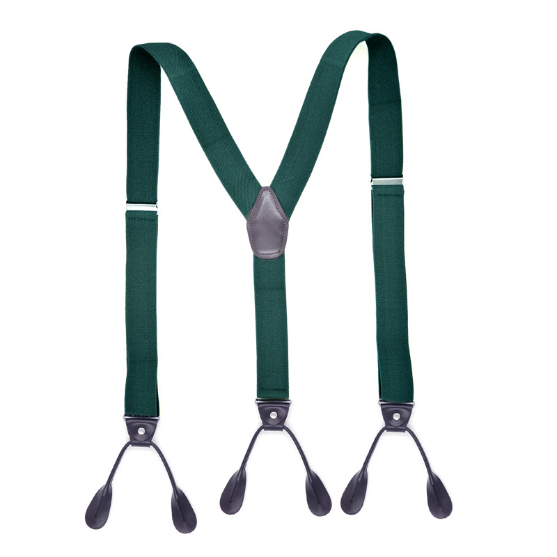 3.5x120cm Fashion Suspenders Genuine Leather 6 Clips Brace Male Vintage Casual Wedding Party Trousers Strap Husband's Gift