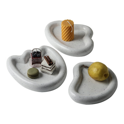 Minimalist Creative Cloud Tulip Ink Spot Heavy Rim Teacup Saucer and Dessert Plate
