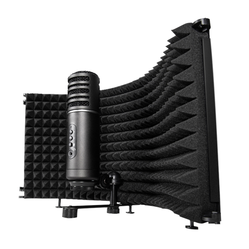 Portable Microphone Sound Isolation Shield with three Door Sound Isolation Cover