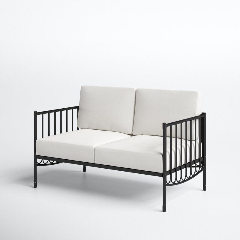 Hot-selling outdoor iron simple style garden sofa two-seater sofa with cushions