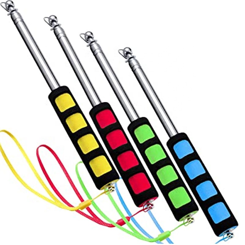 1.2m/2.5m Sponge Handle Flagpoles Stainless Steel Telescoping Flag Pole for Teaching Pointer Tour Guide Banner Flagstaff