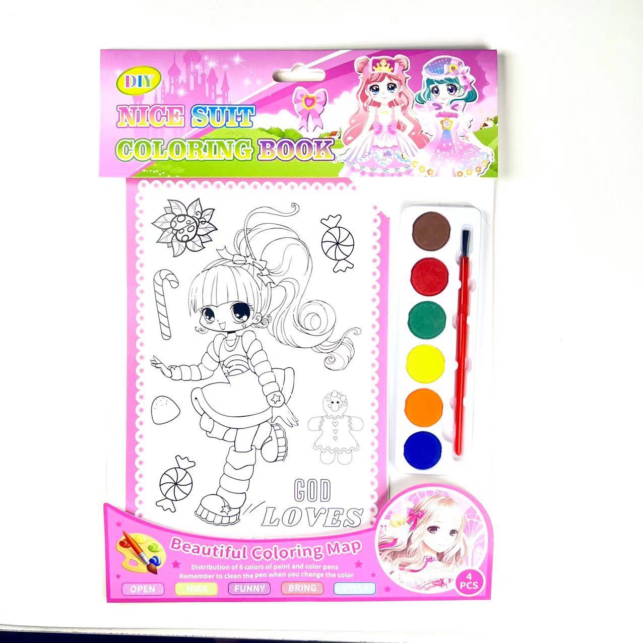 Children's watercolor coloring book graffiti coloring with paint portable magic painting book