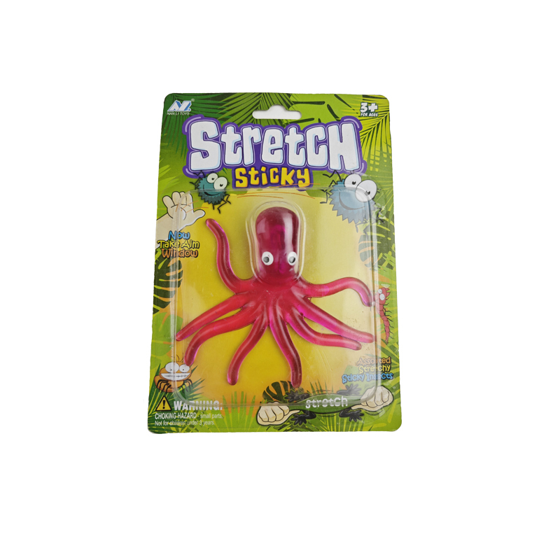 Hot selling tpr animal octopus sticky toy plastic stretch sticky octopus toy funny sticky toys for kids