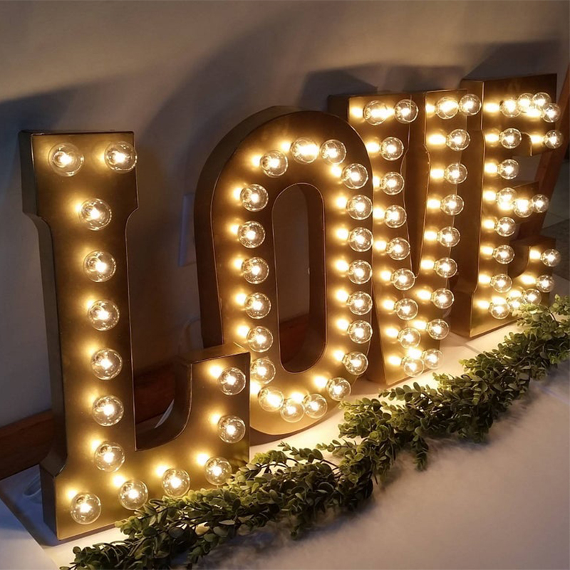 GOLD Large Wedding Marquee Light Up Letter Giant LED Marquee Letter Lights Sign Wedding Decoration