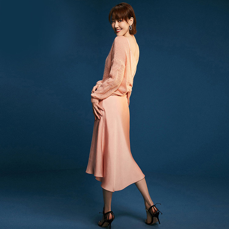 Naivee 2020 summer fashion formal satin pink sleeveless dress for trendy woman