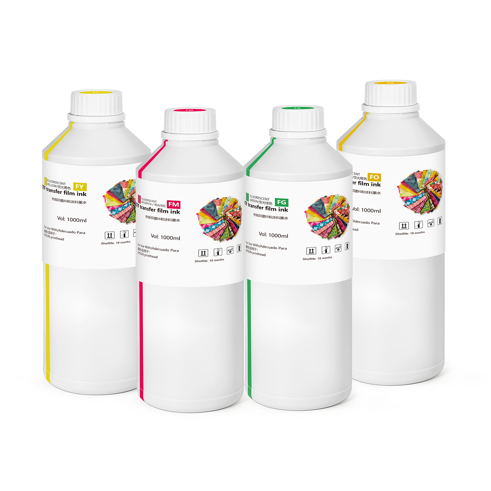DX5 DX6 DX7 XP600 4720 i3200 L1800 DTF Printer 1000ml Neon Fluorescent Color DTF Ink Manufacturer DTF Film Powder Ink