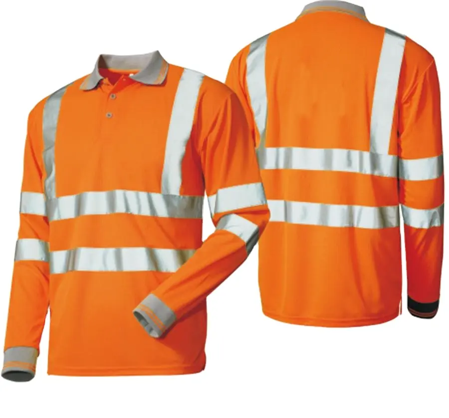 Светоотражающая рабочая одежда Hi Vis с длинным рукавом, мужская рубашка-поло