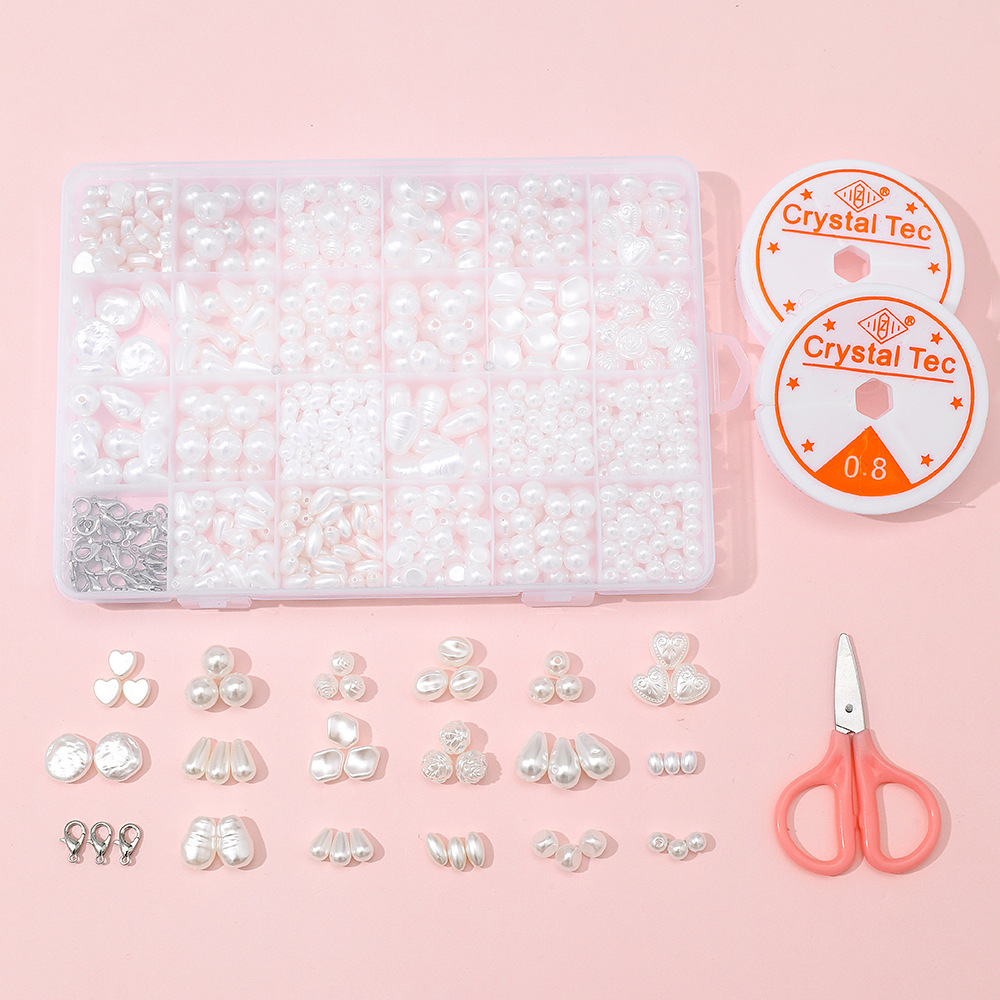 24 Grids Loose Plastic Pearl Beads for Jewelry Making Supplies DIY Craft Choker Beads