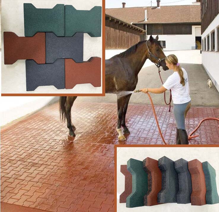 23-45mm thickness slip resistant Dog-Bone rubber paver rubber flooring