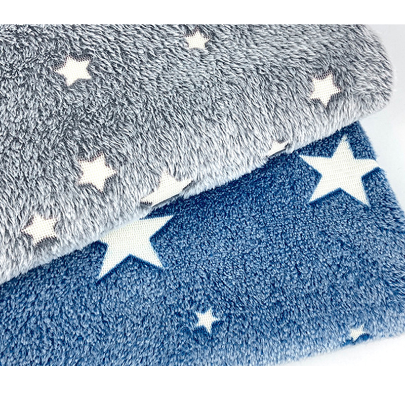 Printed size star flannel Offset printing luminous fleece fabric Luminous coral fleece blanket pajama fabric
