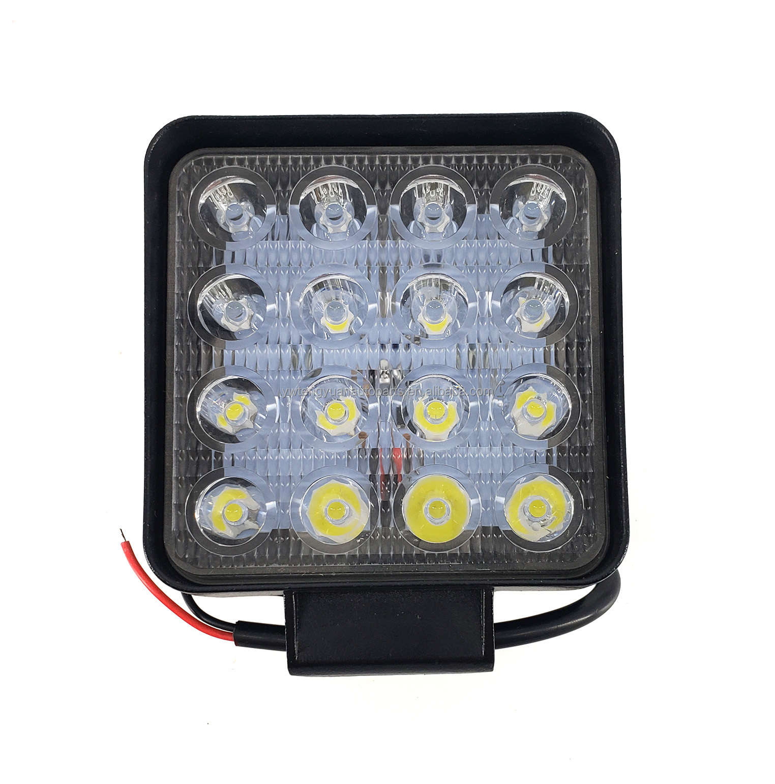 4Inch Square 48W 16LED 6000K 4800LM Square Waterproof LED Work Light for Off-Road Suv Boat 4X4 Jeep 4Wd Truck