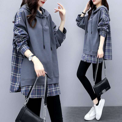 2021 Spring Autumn Maternity Hoodies Oversized Cotton Grid Clothes For Pregnant Women Korean Style Loose Sweatshirt M-3XL