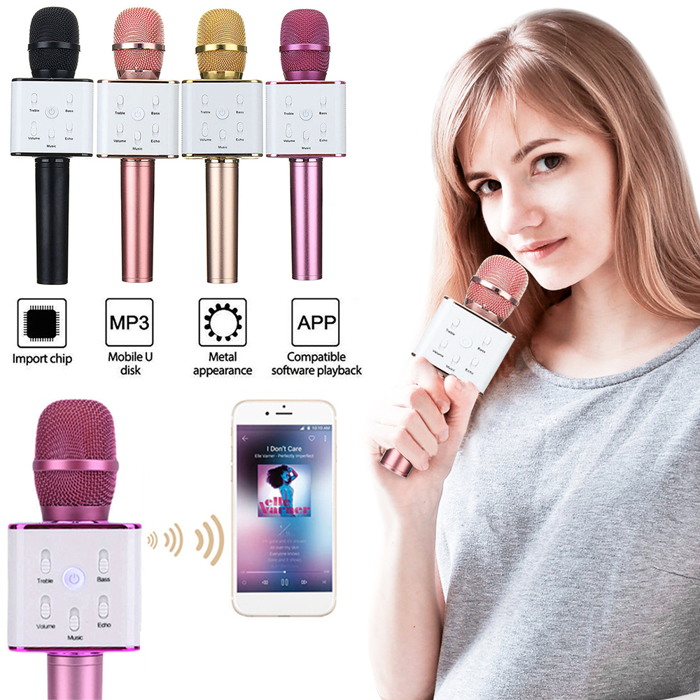 Портативный портативный беспроводной микрофон Q7 USB BT для караоке, динамик для рождественского подарка, рекламная акция