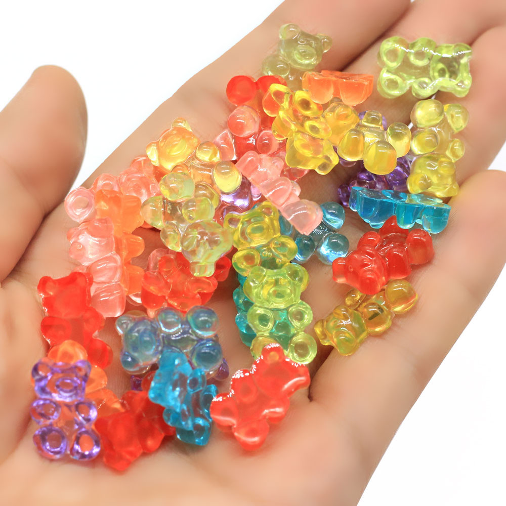 100 шт микс цветов мягкие Qq смолы Gummy медведя привлекательного леденцового кабошон с плоской задней частью Моделирование питания художественных украшения Шарм Ремесло