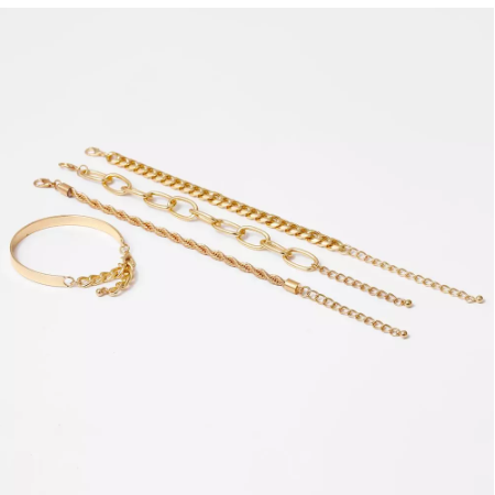 4Pcs/Set Hip Hop Chunky Thick Bracelets Bangles Punk Metal Twisted Rope Chain Bracelet Jewelry Gift