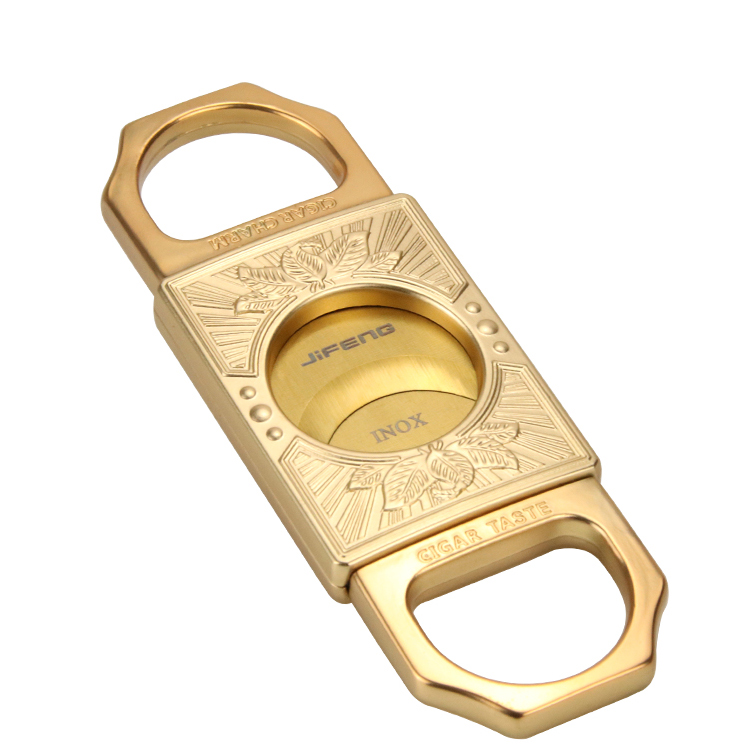 With High End Pattern Custom Stainless Steel Luxury Engraved Cigar Cutter