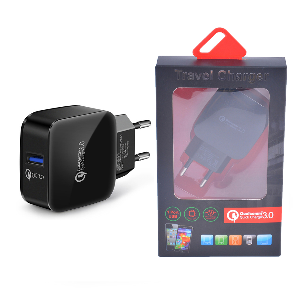 В наличии! QC3.0 Быстрая зарядка 5 в 2,4 А 1 USB-порт EU Plug дорожное Сетевое зарядное устройство