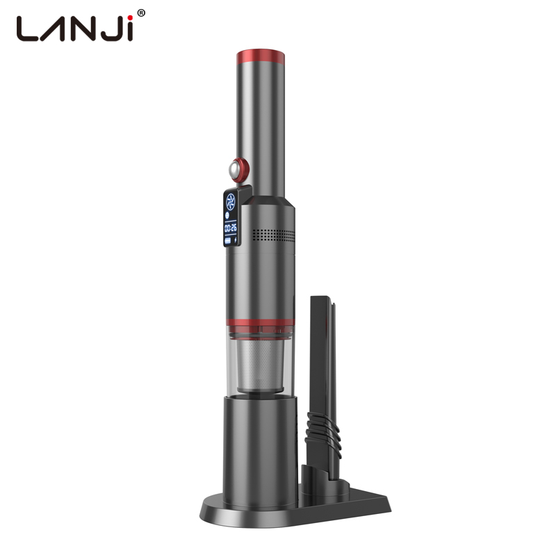 LANJI Mini Portable Wireless Powerful Handheld Hand Aspiradora Para Carros LCD USB Cordless Car Vacuum Cleaner for Car Keyboard