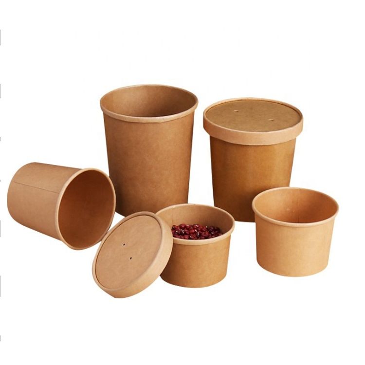 Disposable Paper Soup Container Paper Soup Cups And Tub With Paper Lids