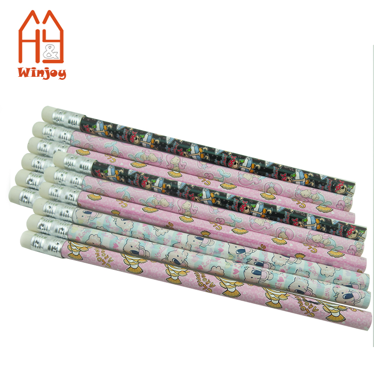 Cute Design Printed Wooden Jumbo Pencil With Eraser,1cm Diameter Big Cartoon HB Pencils For School