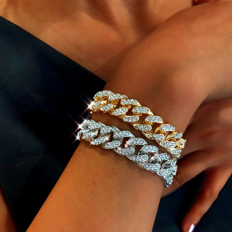 Stainless Steel Jewelry Chain Hip Hop Womens Iced Out Jewelry Women Diamond Cuban Link